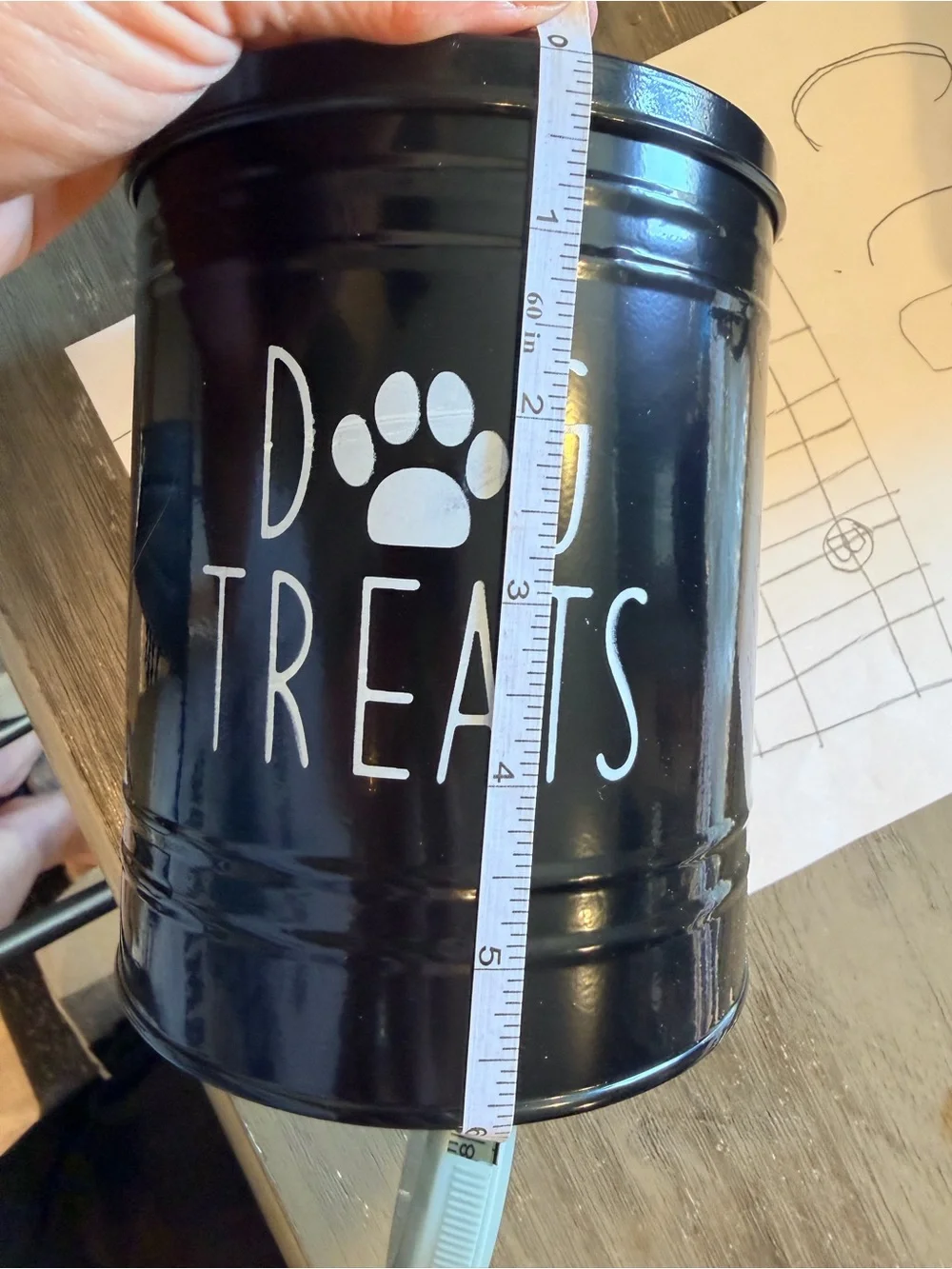 Black Dog Treats Storage Canister - Decorative Pet Tin